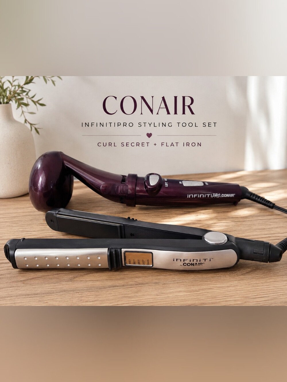 Conair InfinitiPRO Curl Secret + Infiniti Flat Iron Hair Styling Tool Set